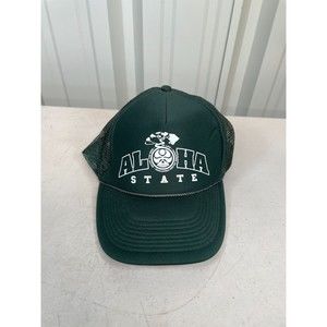 Vintage Hawaii Aloha State Green Mesh Trucker Hat Snapback Baseball Cap